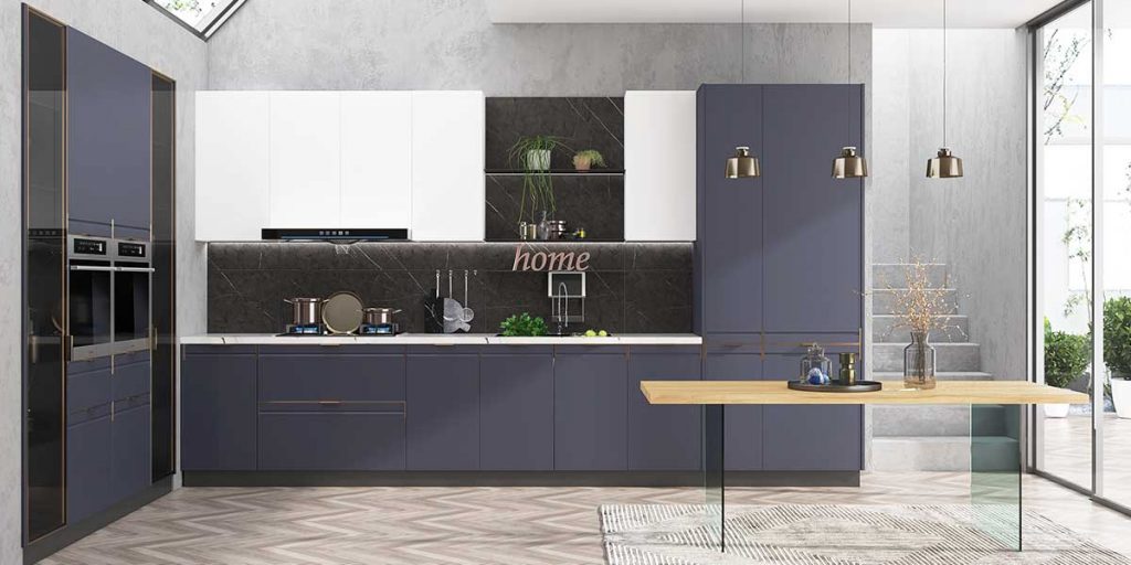 Navy and White Kitchen Cabinets