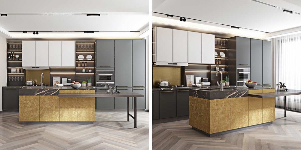Grey and Gold KItchen