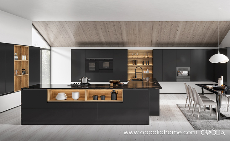 Matte black kitchen cabinets deals