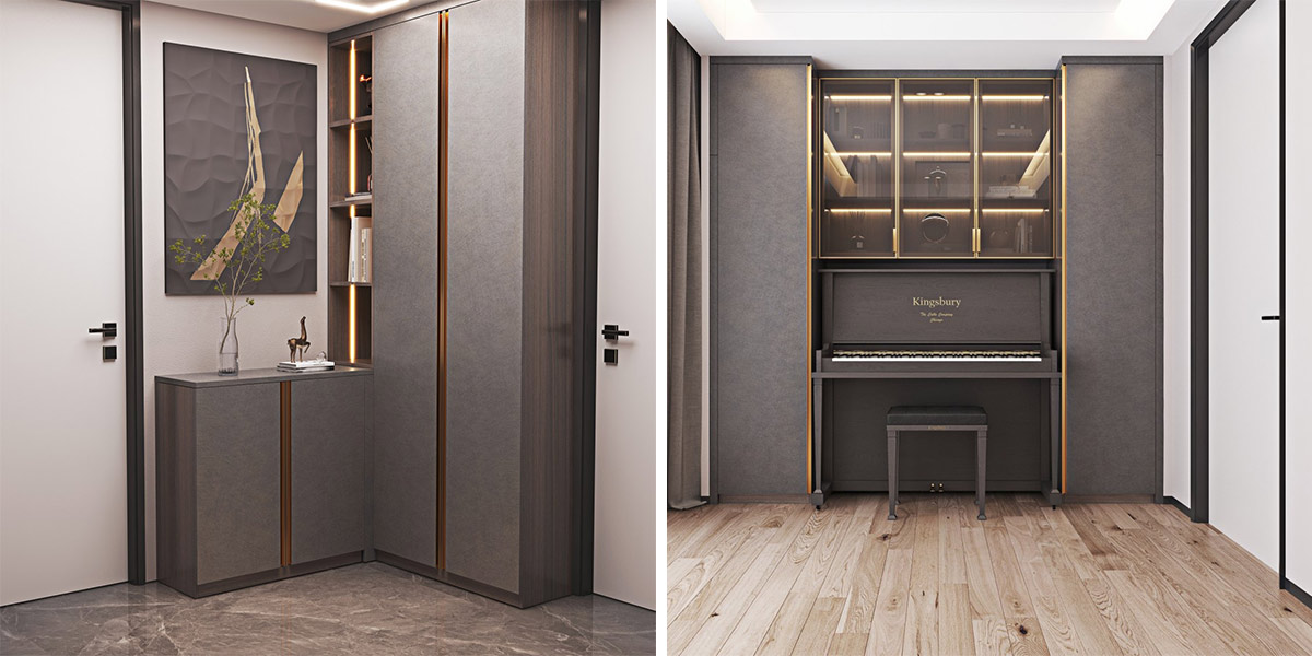 Upstair Shoe Cabinet and Piano Room Cabinets