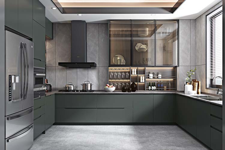 Modern green kitchen cabinets deals