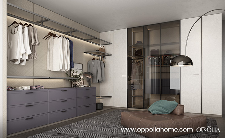 Armoires de chambre en PVC gris clair et violet