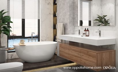 Contemporary Wall Hung Vanity Unit with Double Sink