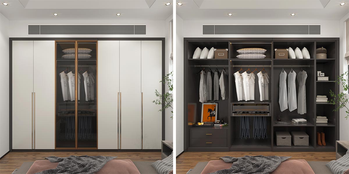 White Wardrobes with Integrated handles
