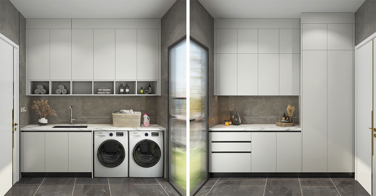 White Laundry Cabinets