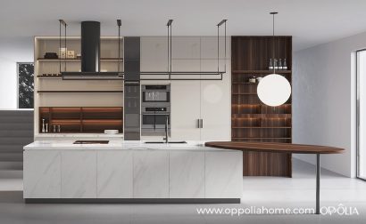 Cream Kitchen Cabinets with White Island