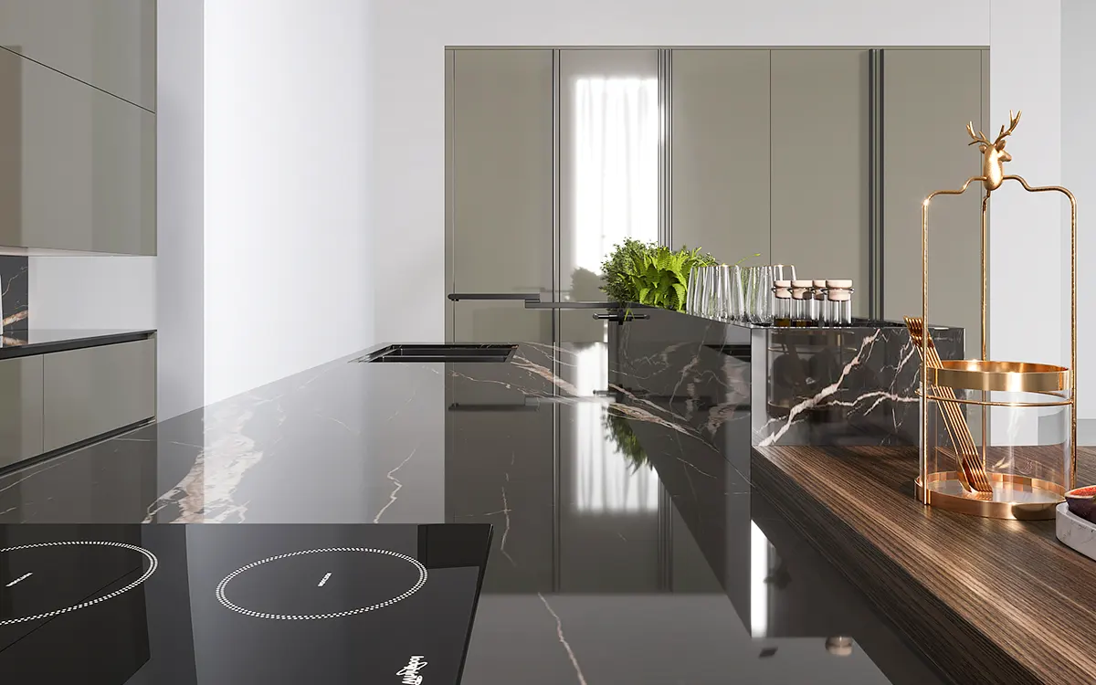 black countertop kitchen 