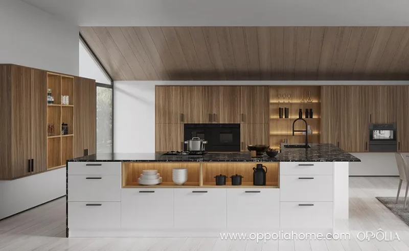 Gabinetes de cocina modernos de nogal RTA