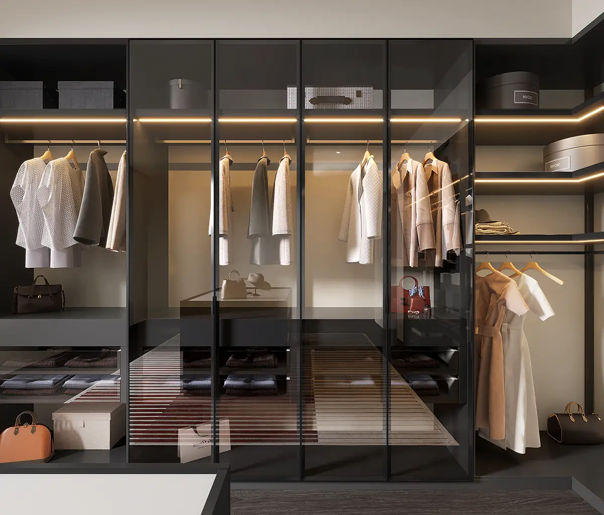 wardrobe with glass doors