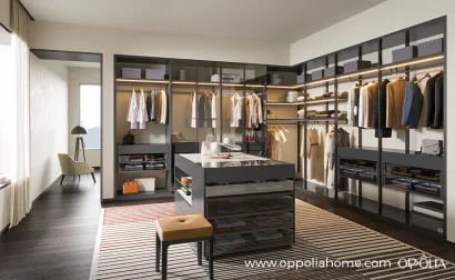 Built in Closet with Island in Dark Grey Custom Design