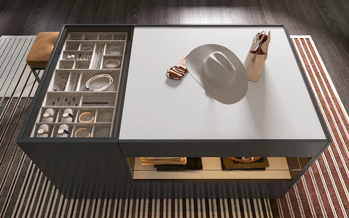 modern walk in closet island