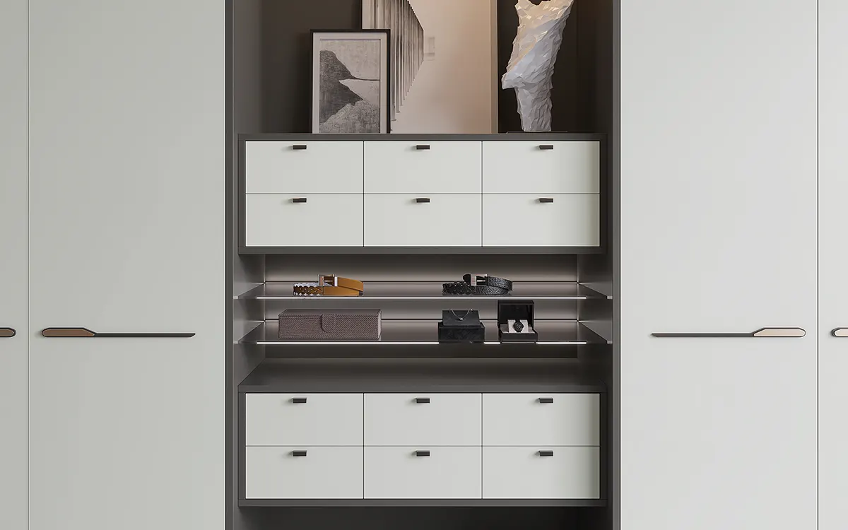 Off White and Elephant Grey open shelves
