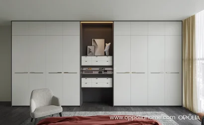 Hinged Fitted Wardrobe in Off White and Elephant Grey | OPPOLIA
