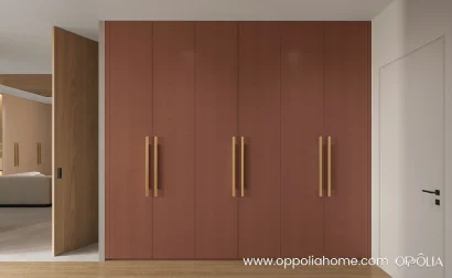 Melamine Wardrobe in Dark Beige Textured Finish