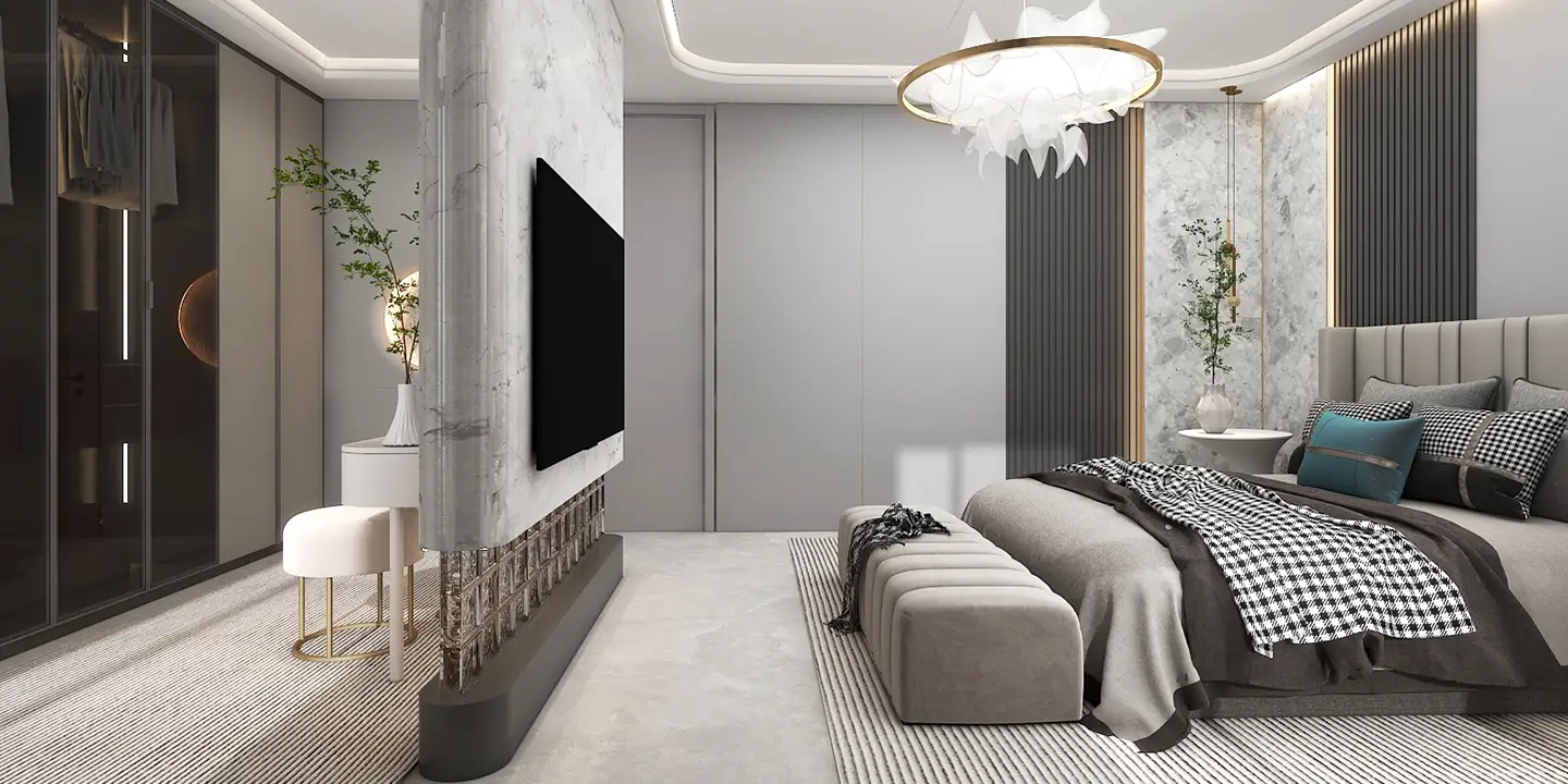 modern luxury master bedroom in contemporary home design
