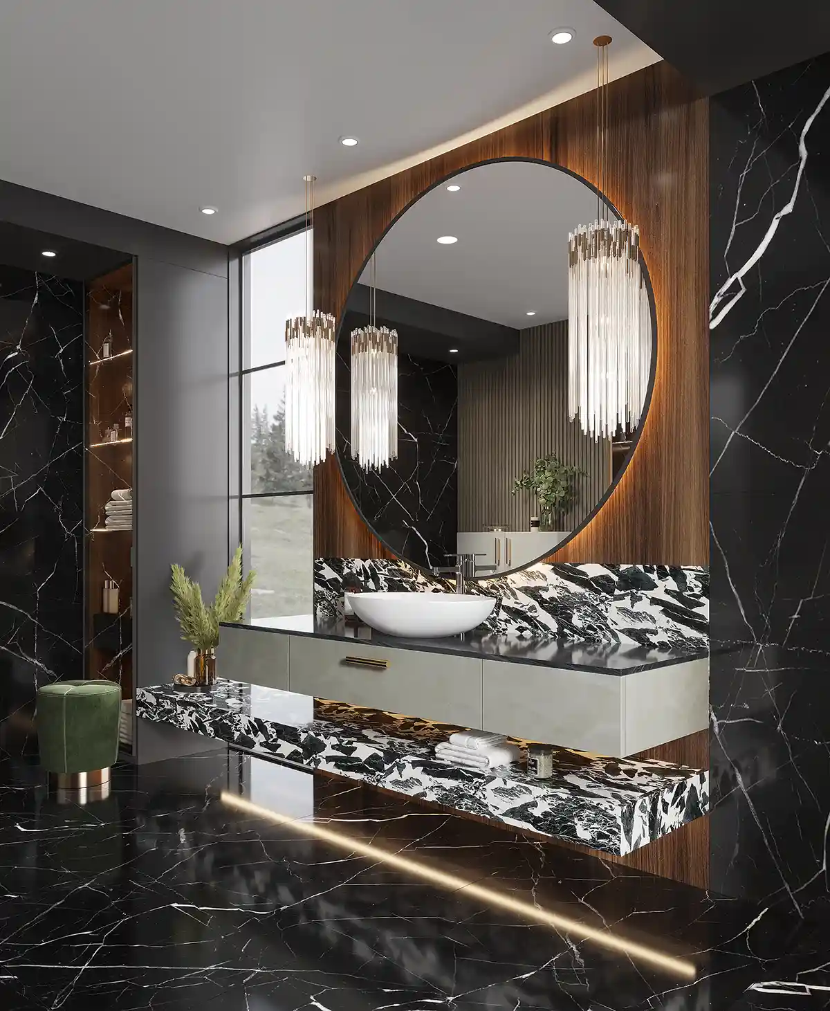 Modern Floating Vanity in Textured Melamine Finish