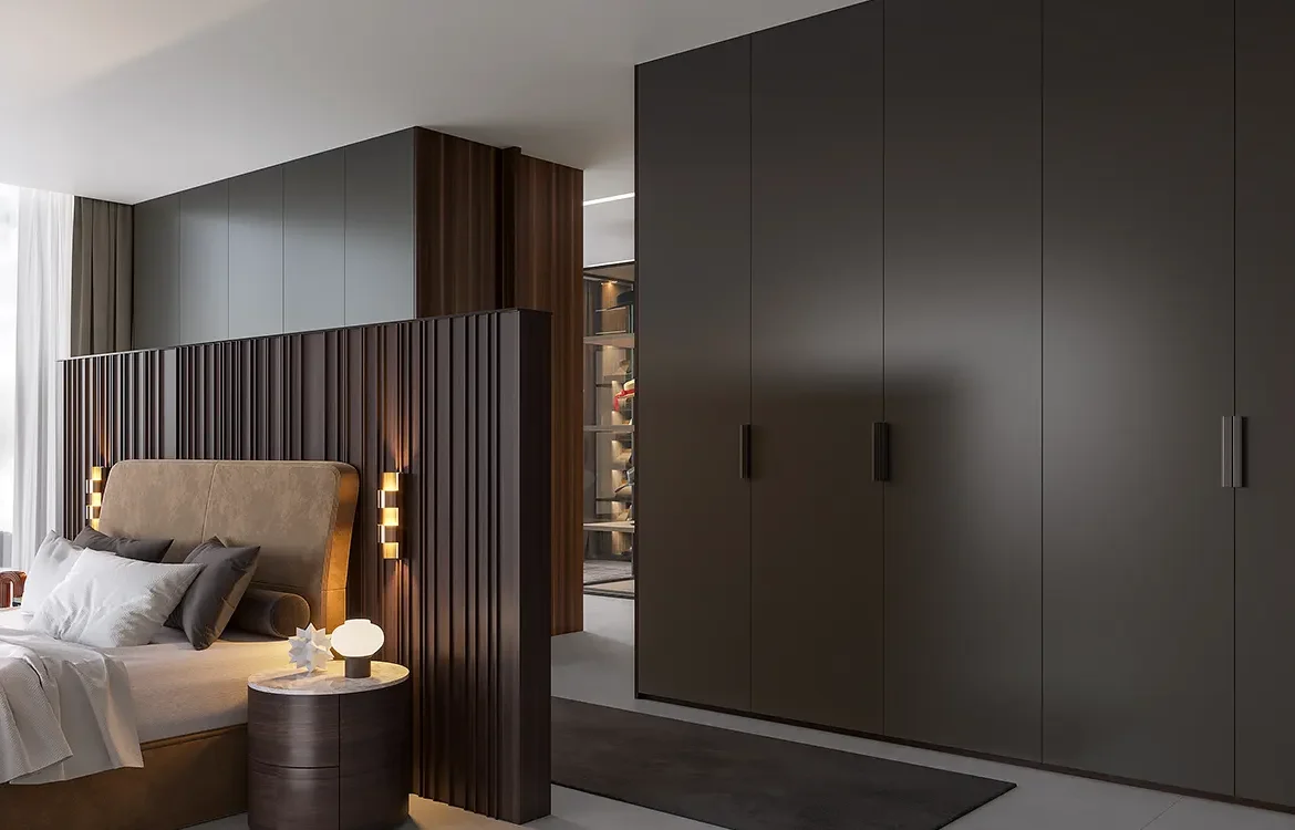 modern dark grey hinged wardrobe