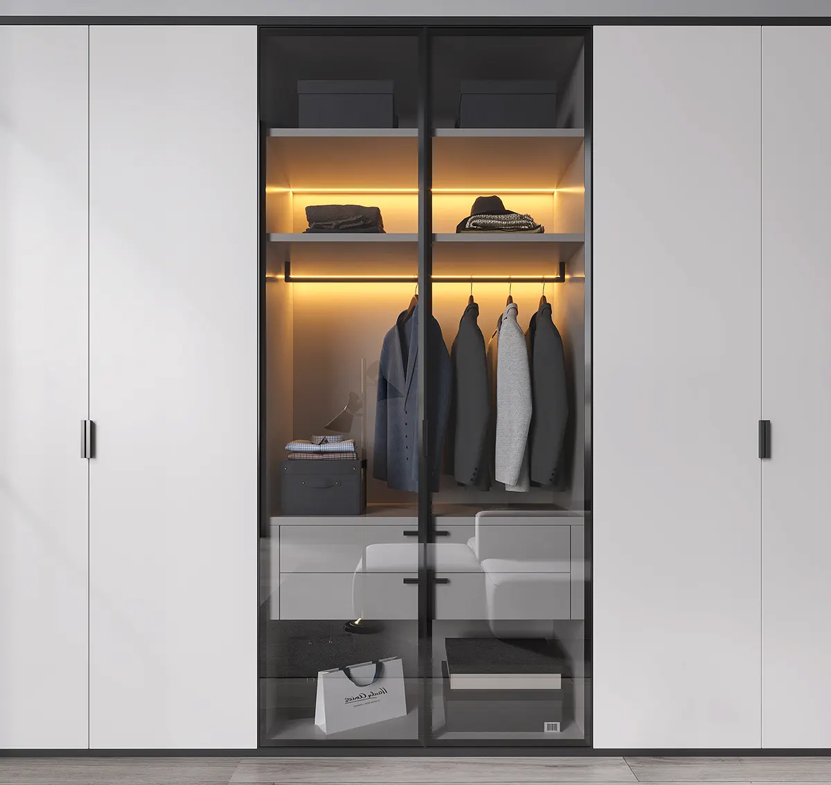 Modern White Minimalist Wardrobe Design