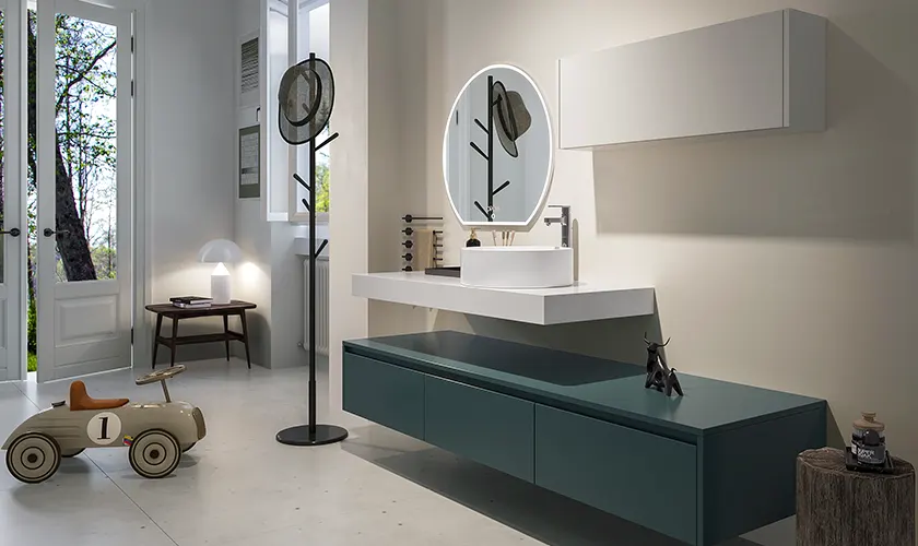 modern blue and white MDF bathroom cabinets