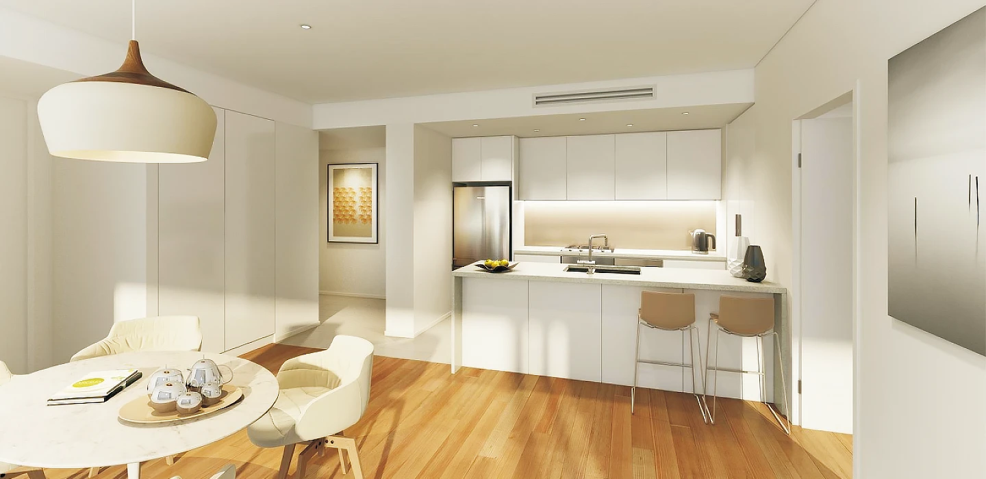 All White Kitchen Cabinets for Apartment Project in Australia