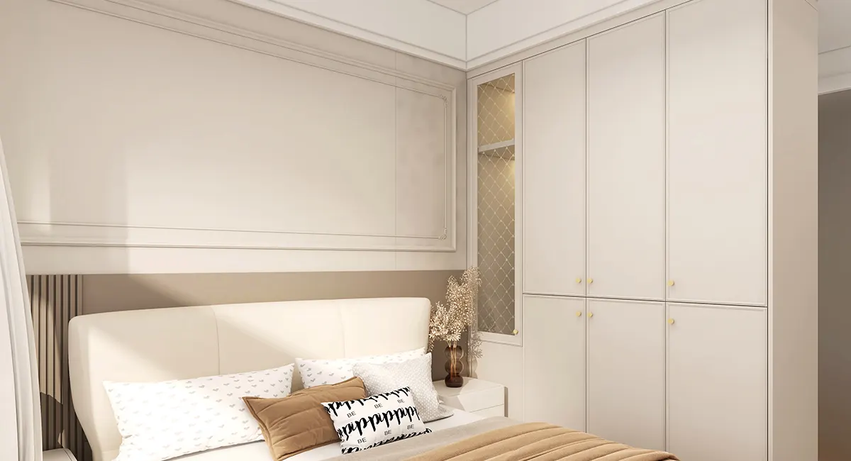 creamy bedroom wardrobe design