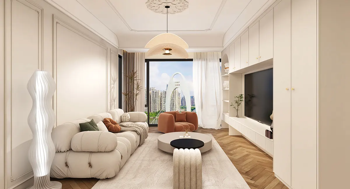cream interior design living room cabinets