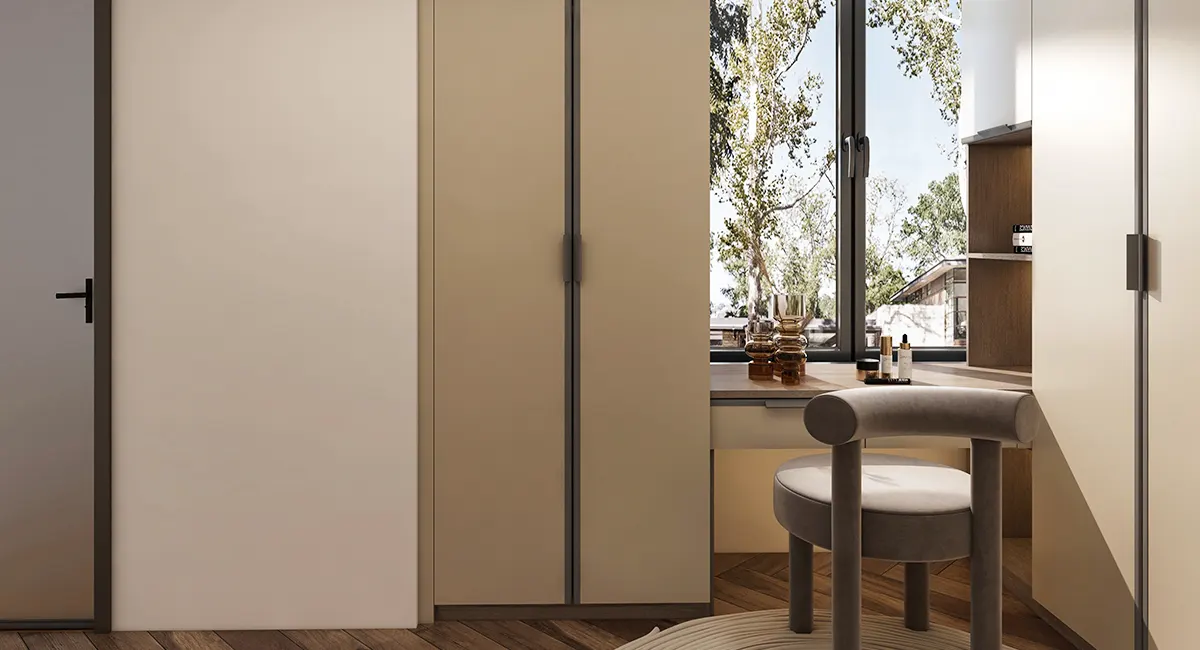modern wardrobe with attached dressing table