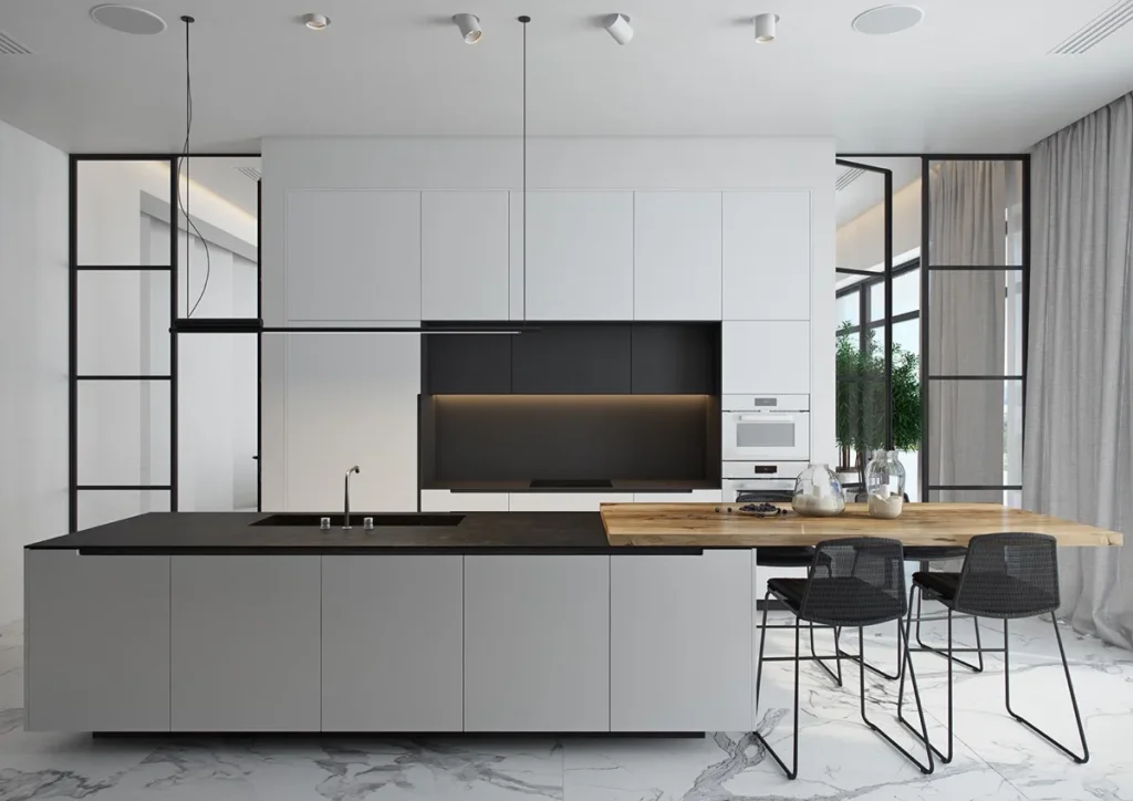 white and black kitchen design