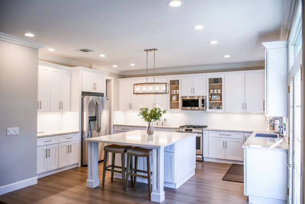 large white modern farmhouse kitchen cabinets with island