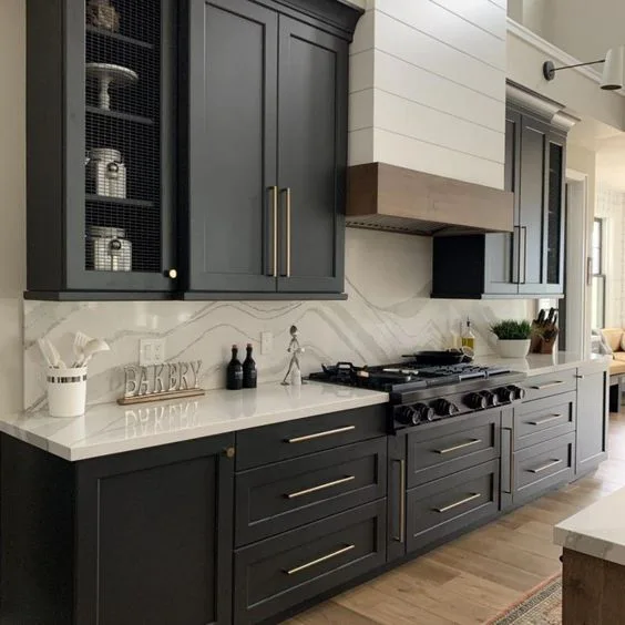 Black shop wood cabinets